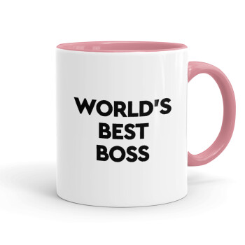 World's best boss, Κούπα χρωματιστή ροζ, κεραμική, 330ml