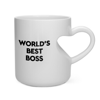 World's best boss, Κούπα καρδιά λευκή, κεραμική, 330ml