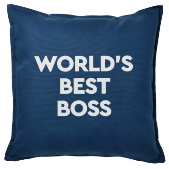 World's best boss, Μαξιλάρι καναπέ Μπλε 100% βαμβάκι, περιέχεται το γέμισμα (50x50cm)