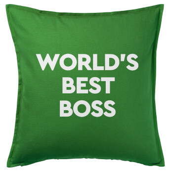 World's best boss, Μαξιλάρι καναπέ Πράσινο 100% βαμβάκι, περιέχεται το γέμισμα (50x50cm)