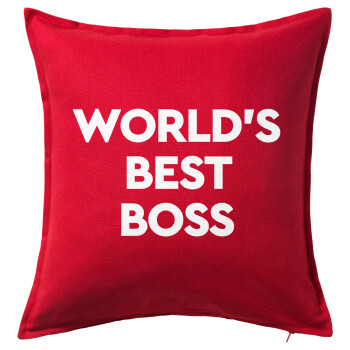 World's best boss, Μαξιλάρι καναπέ Κόκκινο 100% βαμβάκι, περιέχεται το γέμισμα (50x50cm)