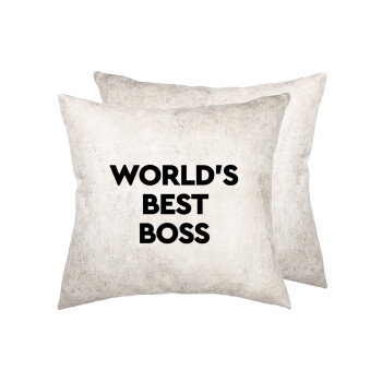 World's best boss, Μαξιλάρι καναπέ Δερματίνη Γκρι 40x40cm με γέμισμα