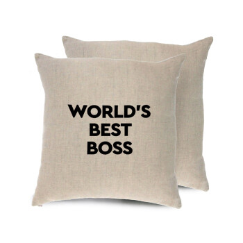 World's best boss, Μαξιλάρι καναπέ ΛΙΝΟ 40x40cm περιέχεται το  γέμισμα