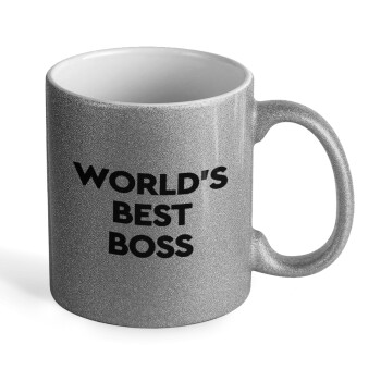 World's best boss, Κούπα Ασημένια Glitter που γυαλίζει, κεραμική, 330ml