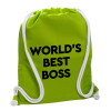 Backpack bag GYMBAG LIME GREEN, with pocket (40x48cm) & thick cords