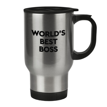 World's best boss, Stainless steel travel mug with lid, double wall 450ml