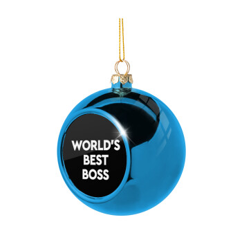 World's best boss, Blue Christmas tree ball ornament 8cm