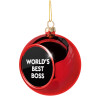 World's best boss, Χριστουγεννιάτικη μπάλα δένδρου Κόκκινη 8cm
