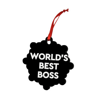 World's best boss, Χριστουγεννιάτικο στολίδι snowflake ξύλινο 7.5cm