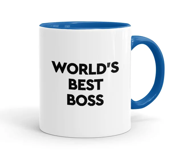 World's best boss — Κούπα χρωματιστή μπλε, κεραμική, 330ml