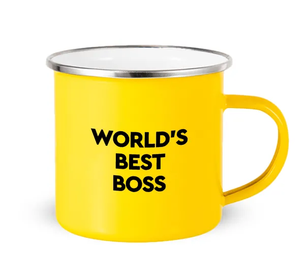 World's best boss — Yellow Enamel Metallic Cup 360ml