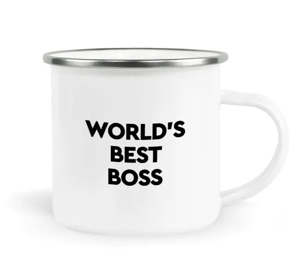 World's best boss — Metallic enamel cup white 360ml