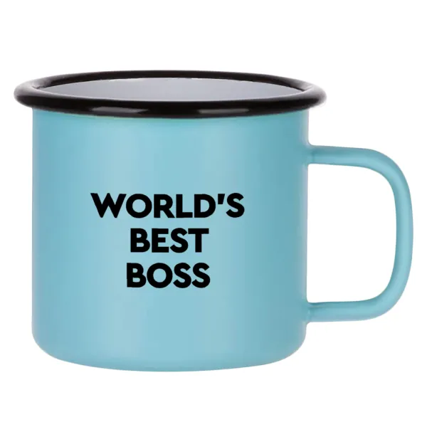 World's best boss — Metal enamel mug, matte light blue, 360ml