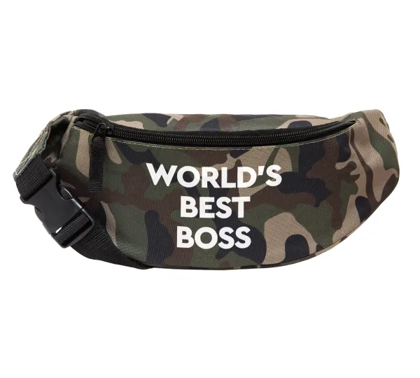 World's best boss — Unisex waist bag (banana) in Jungle camouflage color with 2 pockets