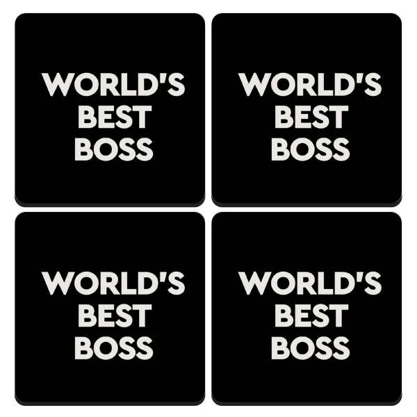 World's best boss — Σουβέρ ξύλινα τετράγωνα (9cm)
