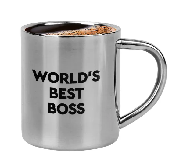 World's best boss — Double-wall metal cup for espresso (220ml)