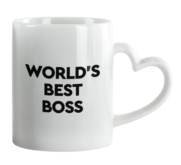 World's best boss — Mug heart handle, ceramic, 330ml