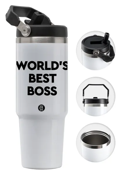 World's best boss — Θερμός Ανοξείδωτο 30oz με χερούλι