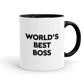 World's best boss, Κούπα χρωματιστή μαύρη, κεραμική, 330ml