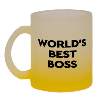 World's best boss, Κούπα γυάλινη δίχρωμη με βάση το κίτρινο ματ, 330ml