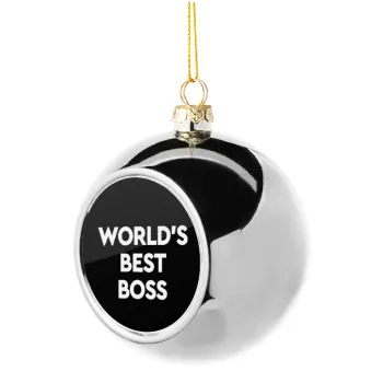 World's best boss, Silver 8cm Christmas tree ball ornament