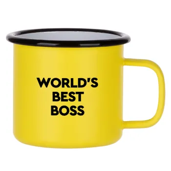 World's best boss, Metallic enamel MATT Yellow cup 360ml