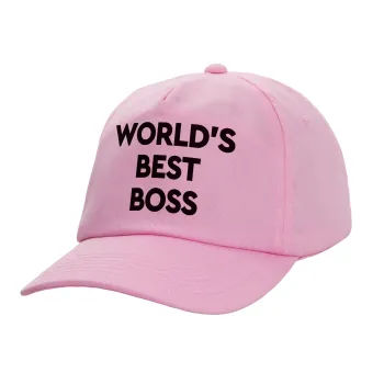 World's best boss, Καπέλο Ενηλίκων Baseball, 100% Βαμβακερό,  ΡΟΖ (ΒΑΜΒΑΚΕΡΟ, ΕΝΗΛΙΚΩΝ, UNISEX, ONE SIZE)