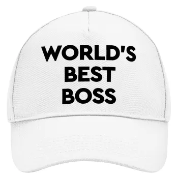 World's best boss, Καπέλο Ενηλίκων Baseball, Drill, Λευκό (100% ΒΑΜΒΑΚΕΡΟ, ΕΝΗΛΙΚΩΝ, UNISEX, ONE SIZE)