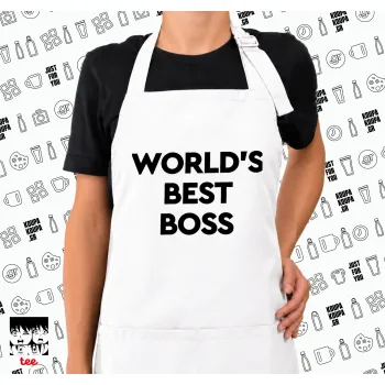 World's best boss, Ποδιά μακριά Σεφ ολόσωμη με τσέπες white (ΕΝΗΛΙΚΩΝ)