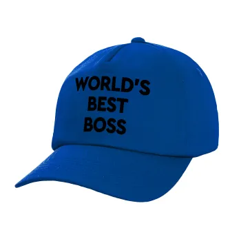World's best boss, Twill Καπέλο παιδικό ΜΠΛΕ (100% ΒΑΜΒΑΚΕΡΟ, ΠΑΙΔΙΚΟ, UNISEX)