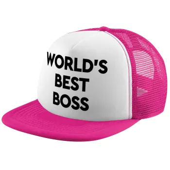 World's best boss, Child's Soft Trucker Hat with Pink/White Mesh (POLYESTER, CHILD, ONE SIZE)