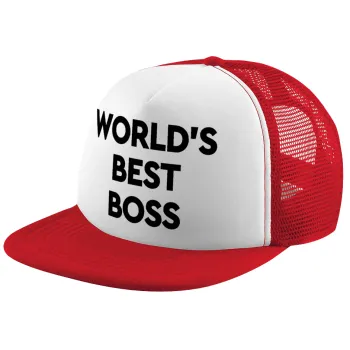World's best boss, Children's Soft Trucker Hat with Red/White Mesh (POLYESTER, CHILDREN'S, ONE SIZE)