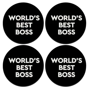 World's best boss, ΣΕΤ 4 Σουβέρ ξύλινα στρογγυλά (9cm)