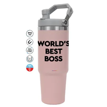 World's best boss, ΡΟΖ χρώματος Θερμός Ανοξείδωτο 890ml (30oz) με χερούλι