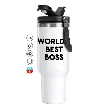 World's best boss, Mega Tumbler με καπάκι, διπλού τοιχώματος (θερμό) 1,2L
