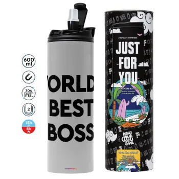World's best boss, Tumbler stainless steel GREY 600ml