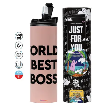 World's best boss, Tumbler stainless steel PINK 600ml