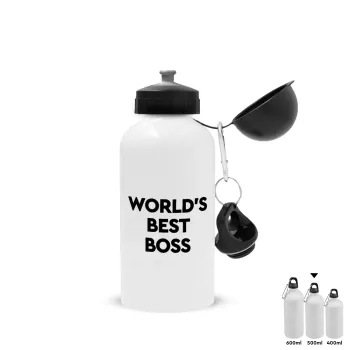 World's best boss, Μεταλλικό παγούρι νερού, Λευκό, αλουμινίου 500ml
