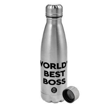 World's best boss, Metallic water bottle, stainless steel, 750ml