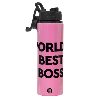 World's best boss, Μεταλλικό παγούρι νερού με καπάκι ασφαλείας, αλουμινίου 850ml