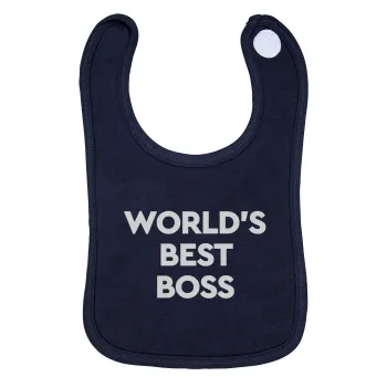 World's best boss, Σαλιάρα με Σκρατς 100% Organic Cotton Μπλε (0-18 months)