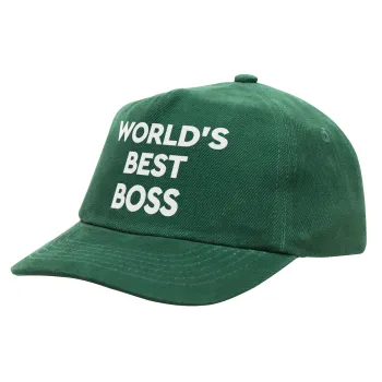 World's best boss, Children's Baseball Cap, 100% Cotton Drill, GREEN (COTTON, CHILDREN'S, ONE SIZE)
