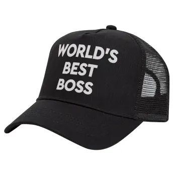 World's best boss, Trucker Hat with Mesh, Black, (COTTON, KIDS, UNISEX, ONE SIZE)