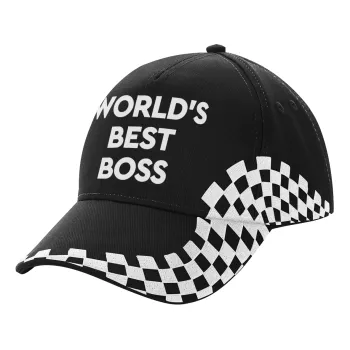 World's best boss, Adult Ultimate BLACK RACING Cap, (100% COTTON DRILL, ADULT, UNISEX, ONE SIZE)