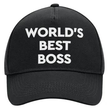 World's best boss, Adult Ultimate Hat BLACK, (100% COTTON DRILL, ADULT, UNISEX, ONE SIZE)