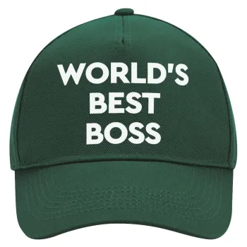 World's best boss, Adult Ultimate Hat GREEN, (100% COTTON DRILL, ADULT, UNISEX, ONE SIZE)