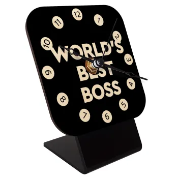 World's best boss, Επιτραπέζιο ρολόι σε φυσικό ξύλο (10cm)