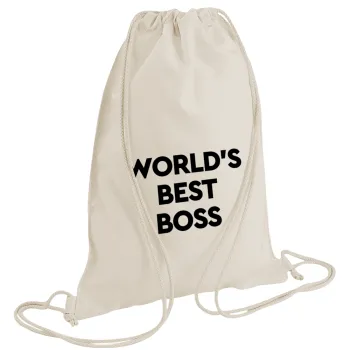 World's best boss, Τσάντα πλάτης πουγκί GYMBAG natural (28x40cm)