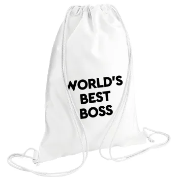 World's best boss, Τσάντα πλάτης πουγκί GYMBAG λευκή (28x40cm)