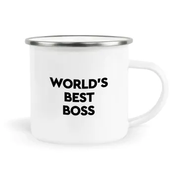 World's best boss, Metallic enamel cup white 360ml
